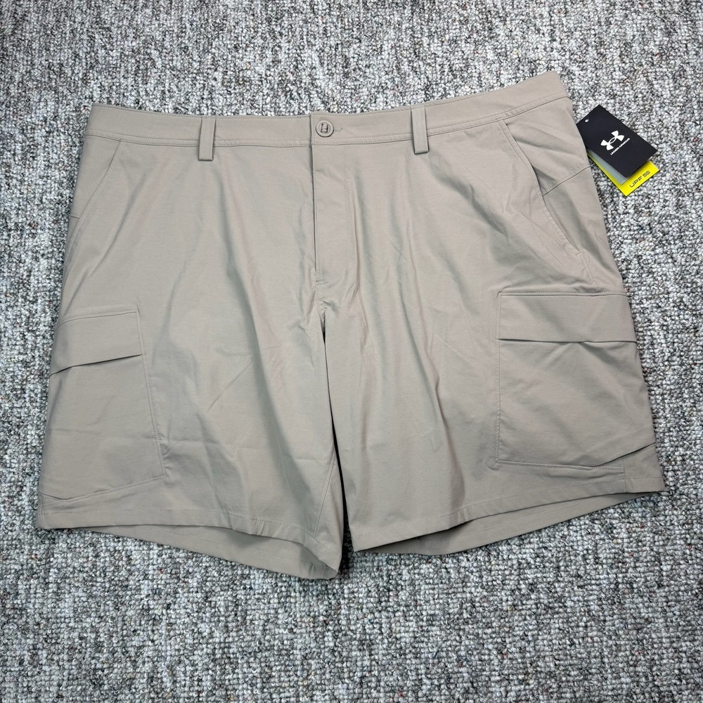 Under Armour Shorts Mens 44 UA Fish Hunter 2.0 Storm Cargo Beige UPF 50 NWT